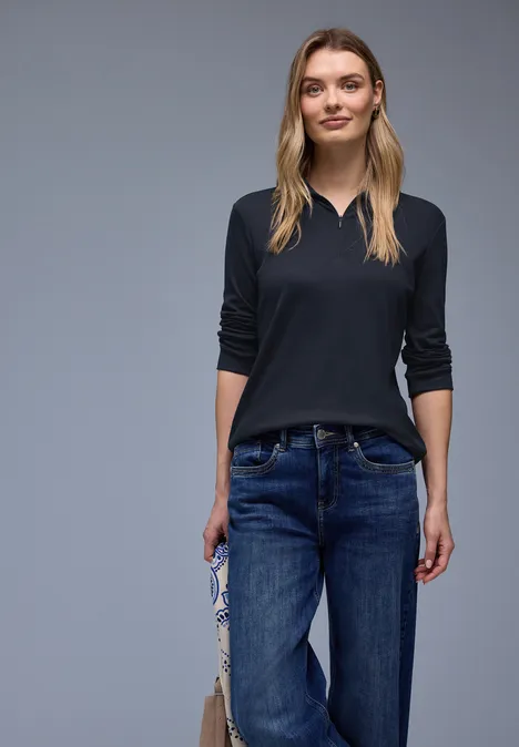 Poloshirt mit Zipper shadowed navy