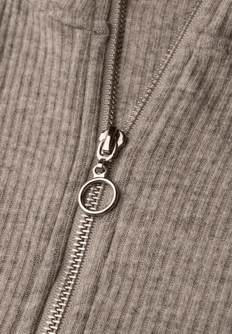 Shirt met geribde structuur light terra mocha mel.