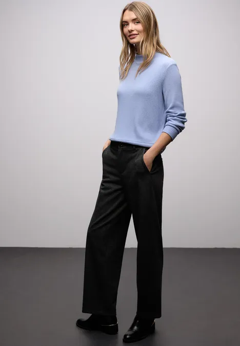 T-shirt doux à col tourterelle frosted blue mel.