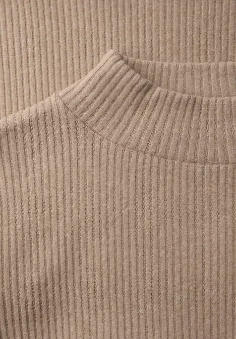 T-shirt doux à col tourterelle light terra mocha mel.