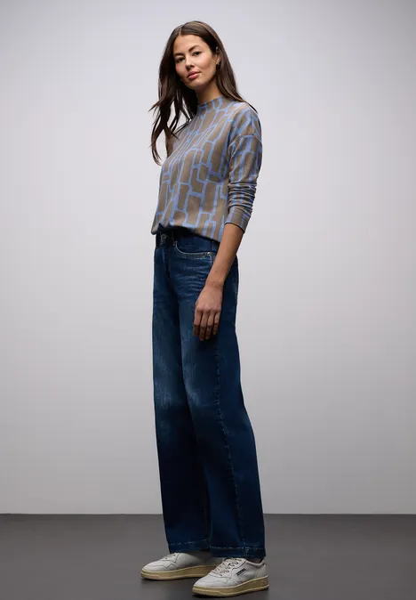 Shirt met print en trekkoord frosted blue