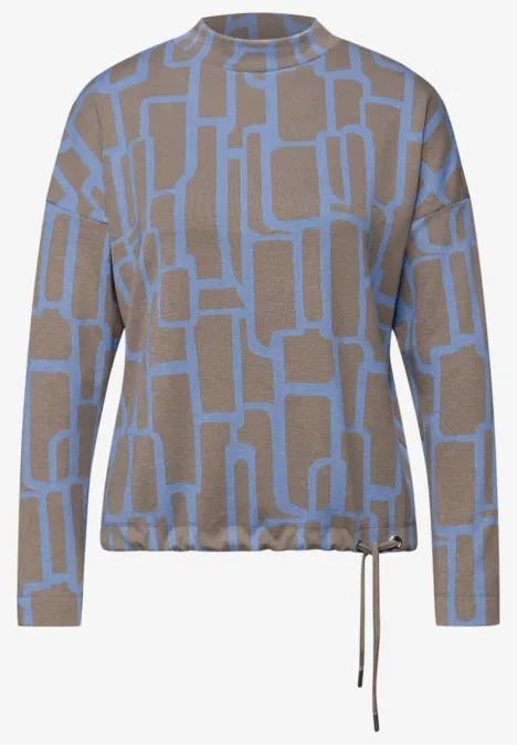 Shirt met print en trekkoord frosted blue