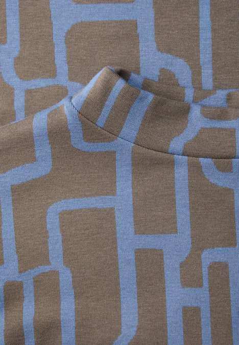 Shirt met print en trekkoord frosted blue