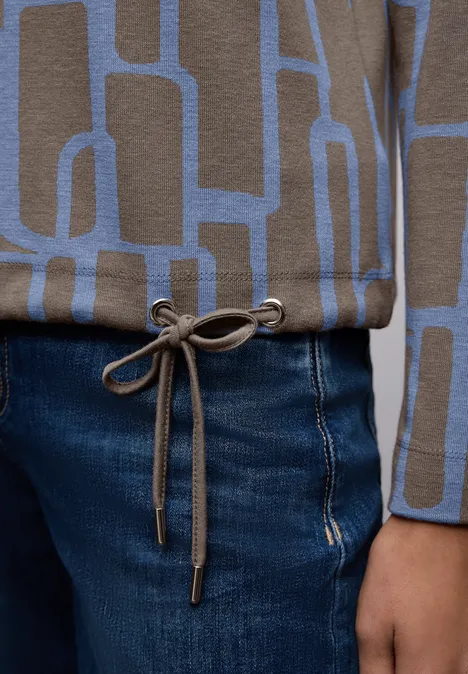 Shirt met print en trekkoord frosted blue