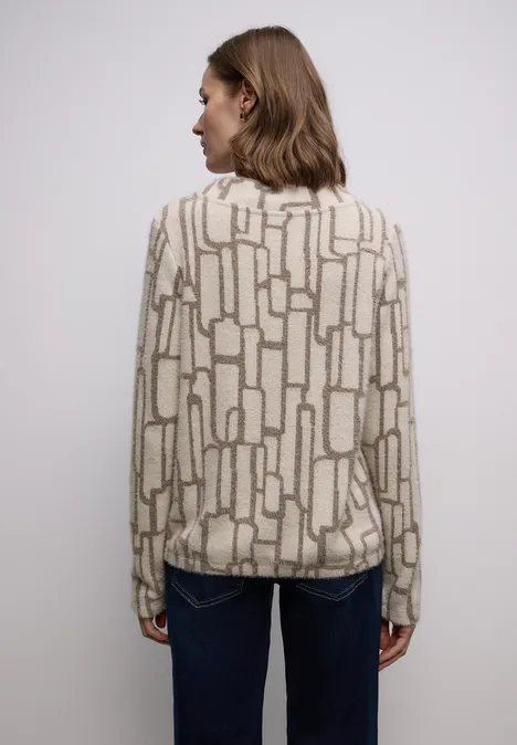 Shirt met patroon soft beige