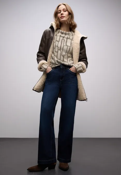 Shirt met patroon soft beige