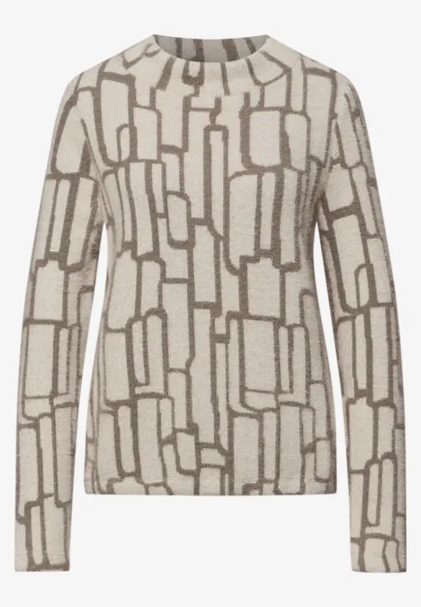 Shirt met patroon soft beige