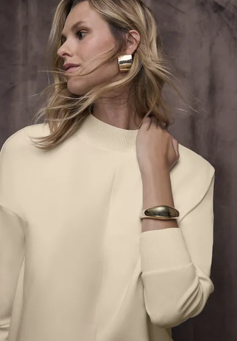 Shirt met geribde details soft beige