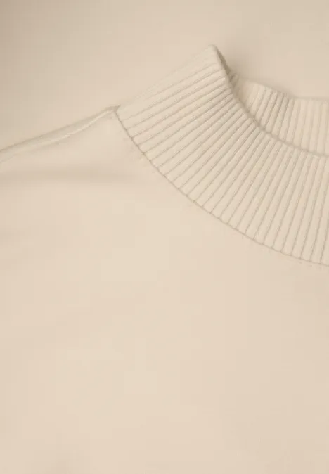 Shirt met geribde details soft beige