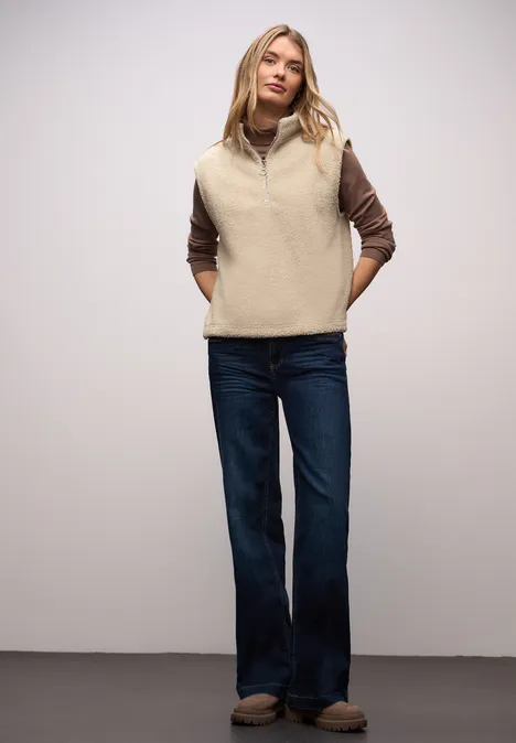 Teddy shirt met rits Soft Fawn Beige