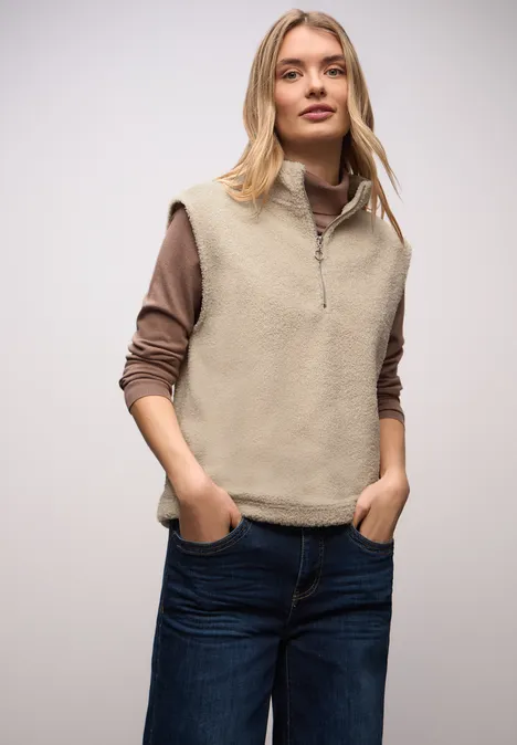 Teddy shirt met rits Soft Fawn Beige