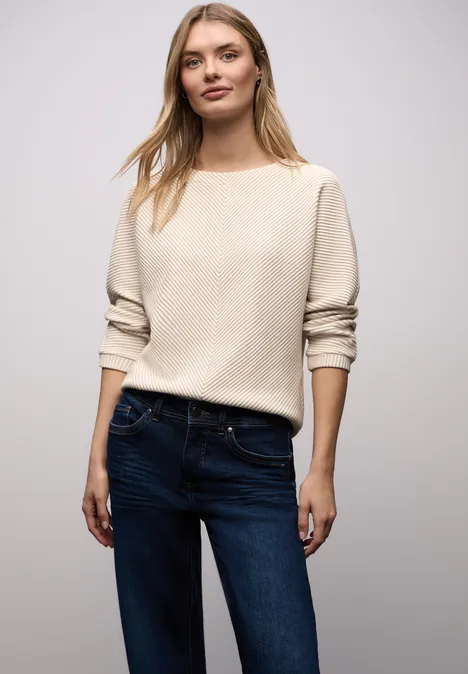 Two-Tone Strukturshirt off white