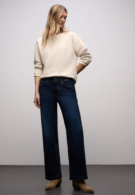 Two-Tone Strukturshirt off white