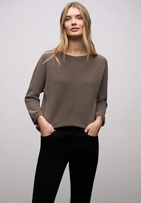 Shirt met structuur, tweekleurig darkest brown