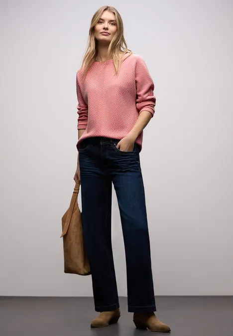 Two-Tone Strukturshirt striking coral