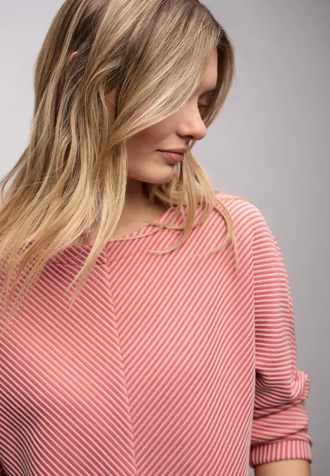 Two-Tone Strukturshirt striking coral