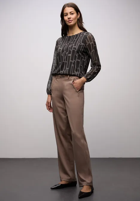 Shirt van mesh met patroon darkest brown