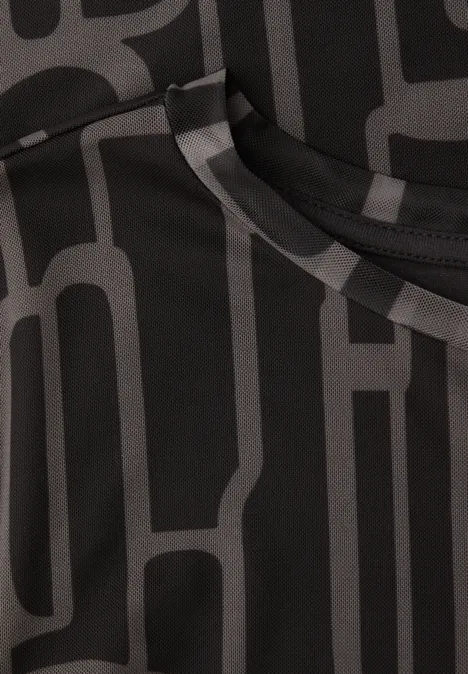 Shirt van mesh met patroon darkest brown