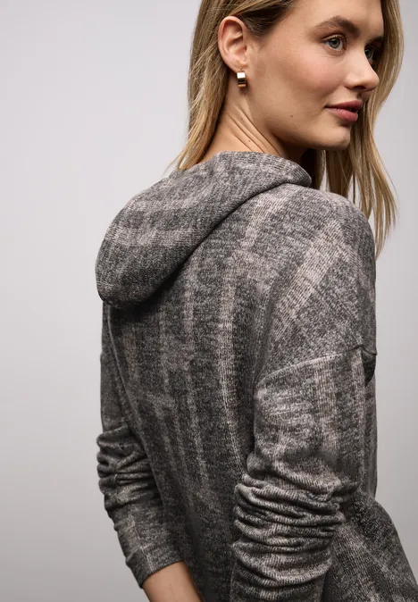 Gedessineerd shirt met capuchon darkest brown