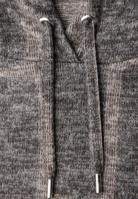 Gedessineerd shirt met capuchon darkest brown