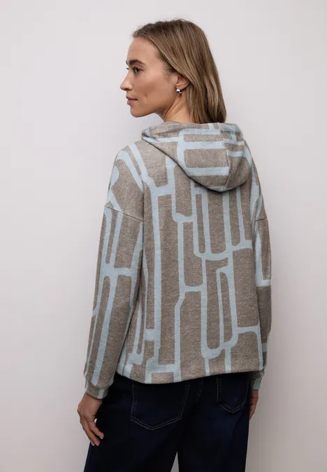 Gedessineerd shirt met capuchon frosted blue