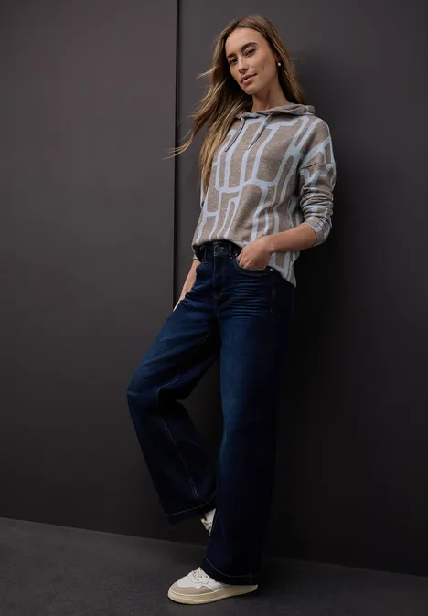 Gedessineerd shirt met capuchon frosted blue