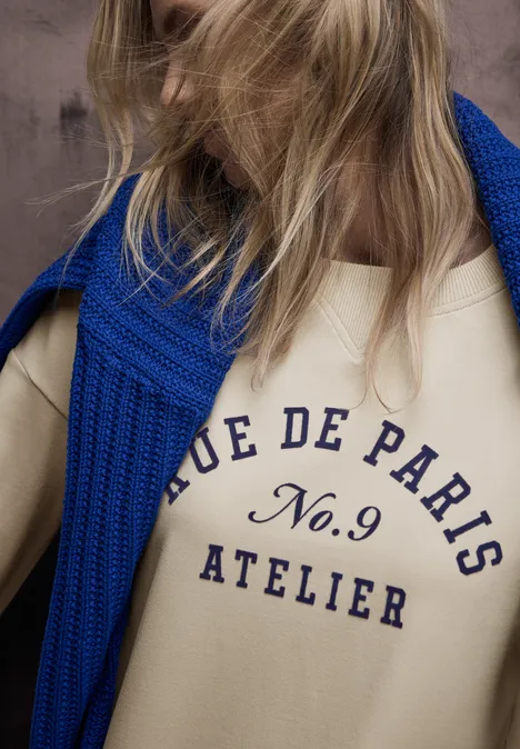 Shirt met tekst cotton beige