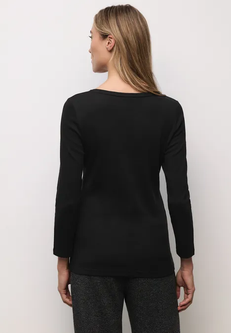 Basic shirt met knoopdetail Black Basic shirt met knoopdetail Black