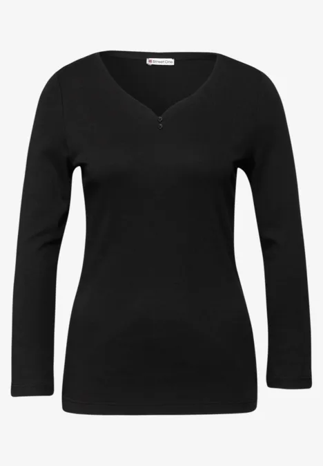 Basic shirt met knoopdetail Black Basic shirt met knoopdetail Black
