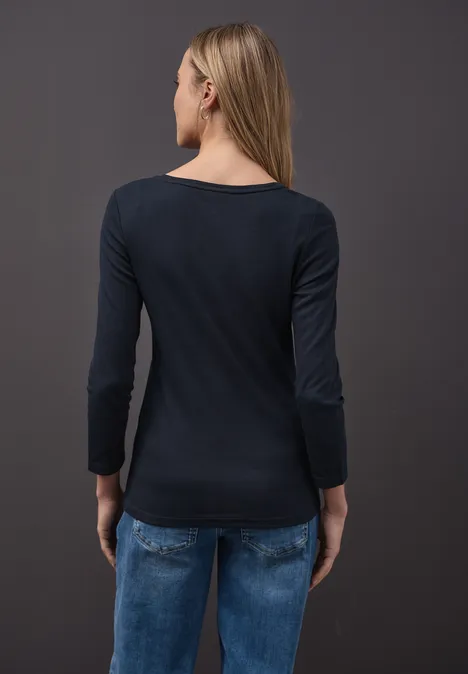 Basic Shirt mit Knopfdetail deep blue Basic Shirt mit Knopfdetail deep blue