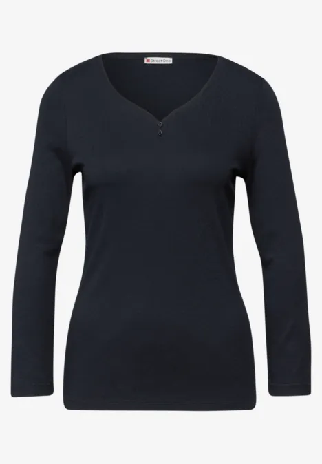 Basic Shirt mit Knopfdetail deep blue Basic Shirt mit Knopfdetail deep blue