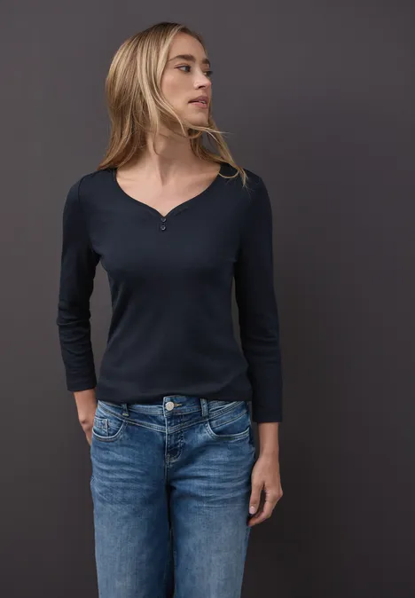 Basic Shirt mit Knopfdetail deep blue