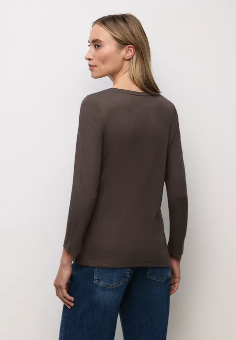 Basic Shirt mit Knopfdetail rustic brown