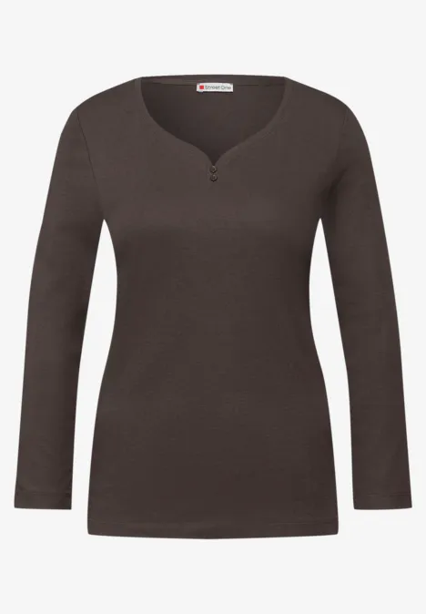 Basic Shirt mit Knopfdetail rustic brown