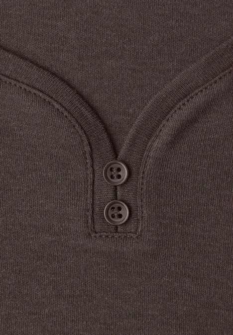 Basic Shirt mit Knopfdetail rustic brown