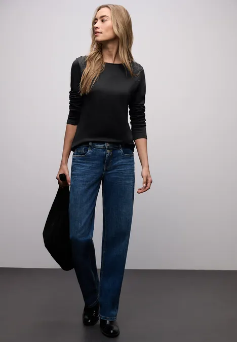 T-shirt avec détails de boutons Black