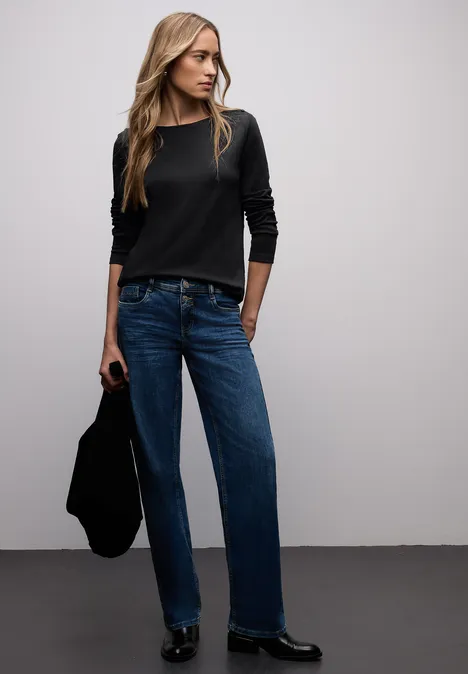 T-shirt avec détails de boutons Black