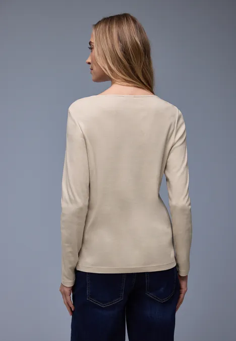 Shirt in Unifarbe cotton beige