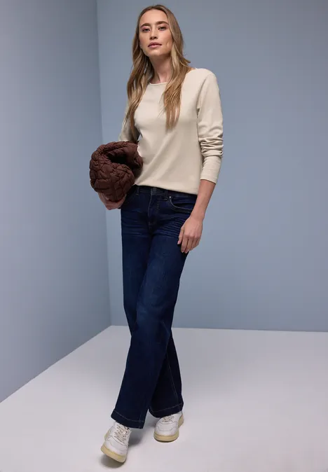 Shirt in Unifarbe cotton beige