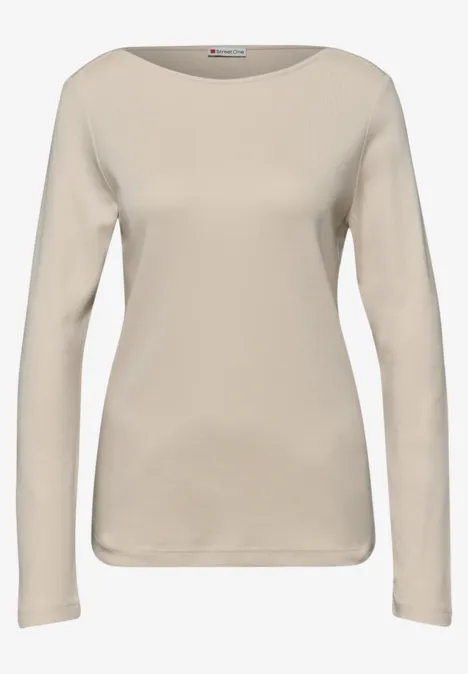 Shirt in Unifarbe cotton beige