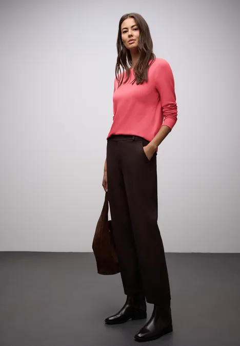 Shirt in Unifarbe striking coral