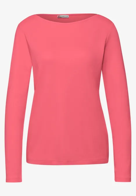 Shirt in Unifarbe striking coral