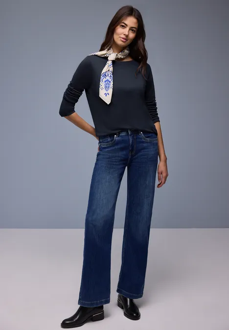 Shirt in Unifarbe shadowed navy