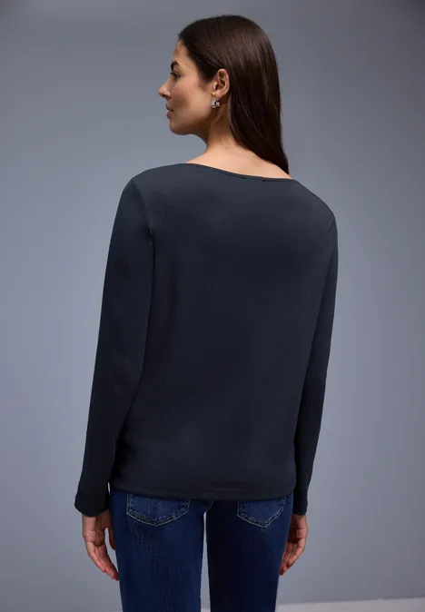 Shirt in Unifarbe shadowed navy