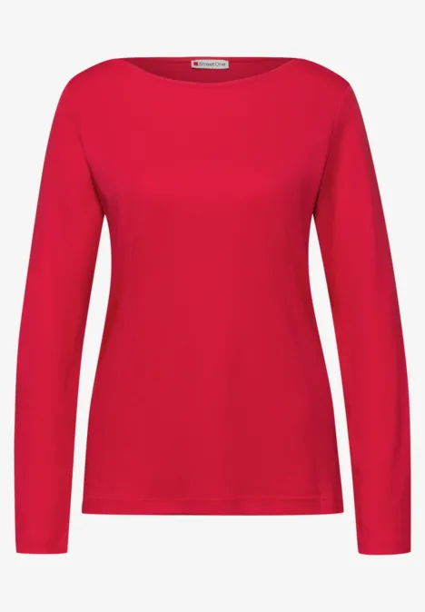 Shirt in Unifarbe salsa red