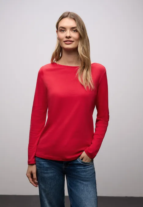 Shirt in Unifarbe salsa red