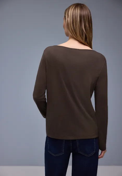 Shirt in Unifarbe molten earth