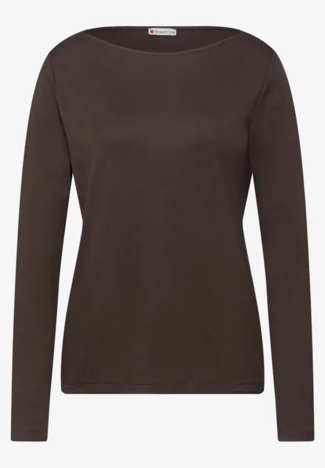 Shirt in Unifarbe molten earth