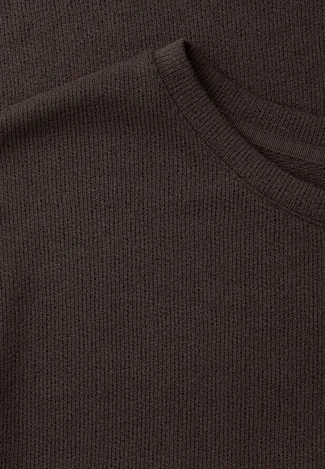 T-shirt à col rond en tricot espresso brown