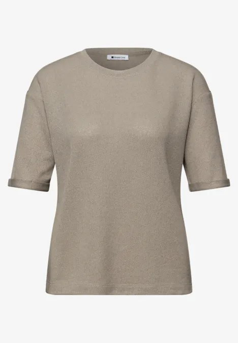 T-shirt à col rond en tricot timeless beige